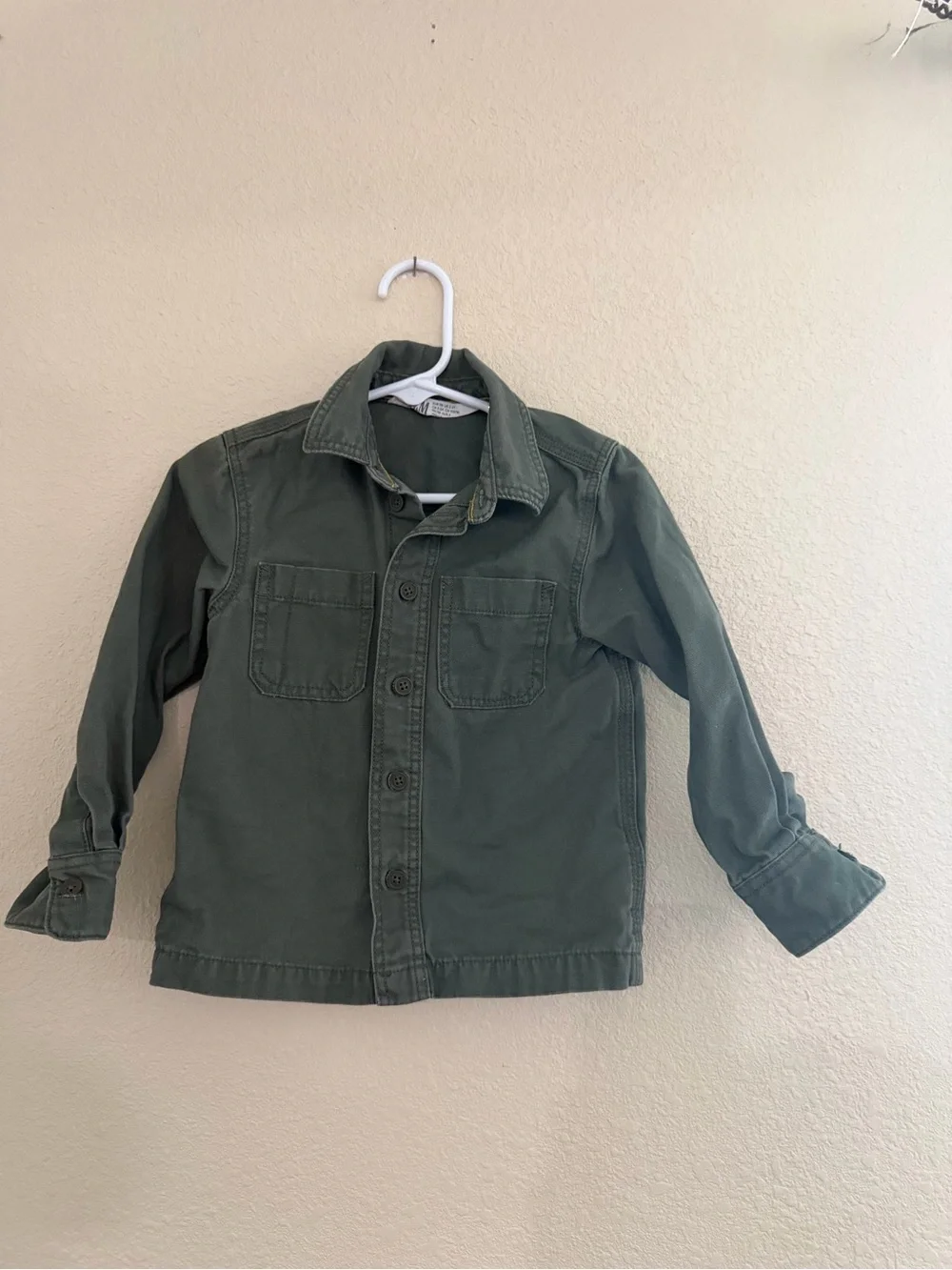 H&M Kids Green Button-Up Jean Jacket